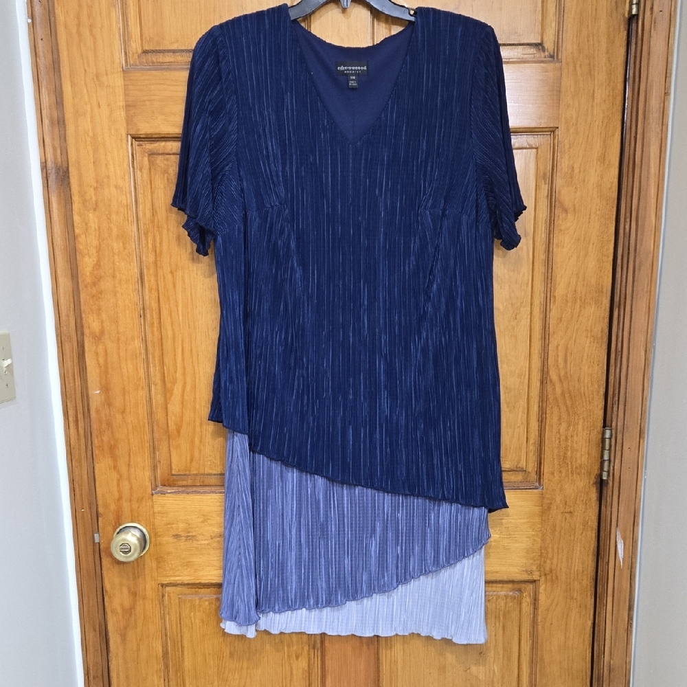 Connected Apparel Deep Blue 3-Tiered Dress